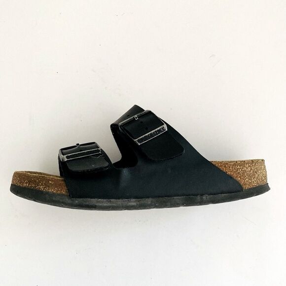 Birkenstock Black Leather Sandals Regular Width US size 6-6.5 Boho Beach Coastal - Picture 6 of 14
